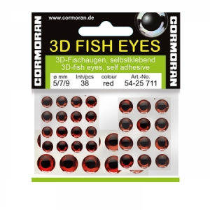 Epoxidové 3D oči Cormoran - červené, mix veľkostí
