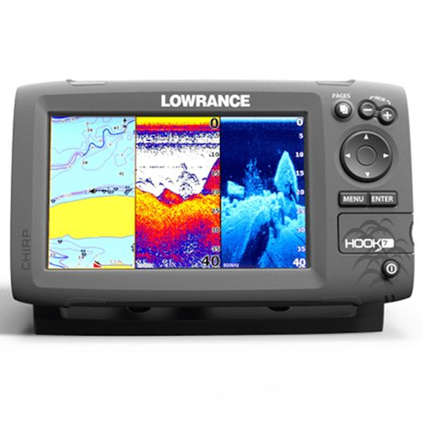 Sonar Lowrance Hook 7 Chirp + GPS, 60°- 120° a 30° - 55°