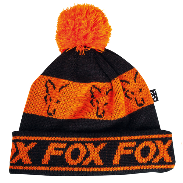 Čiapka Fox Black/Orange Lined Bobble Hat