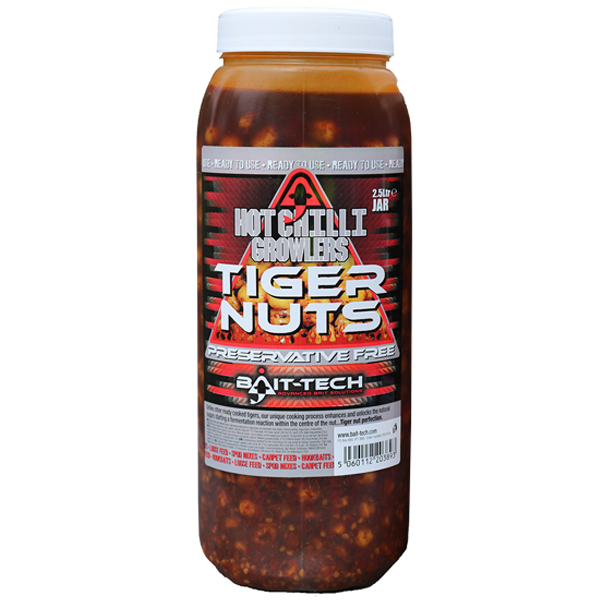Varený tigrí orech Bait-tech Hot Chilli Tiger Nuts Growlers 2,5l