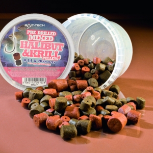 Chytacie pelety mix Bait-tech Halibut and Krill 300g